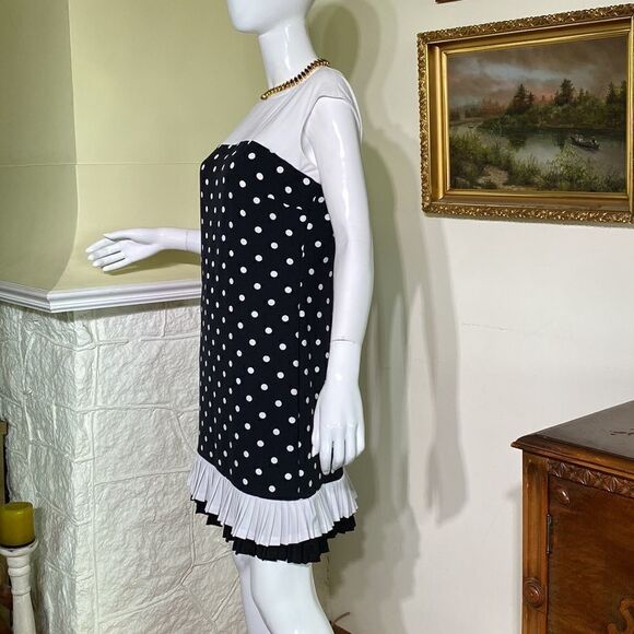 Sandra Darren Black & White Polka Dot Mini Dress - Picture 4 of 14